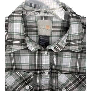 5.11 Tactical Women's Small‎ Gray White Plaid Long Sleeve Button Up Shirt